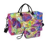 Sac de voyage coloré mystérieux squelettes cassés grand sac de sport sac de sport avec trousse de toilette pour voyage en avion 2 pièces ensemble bulto para viajar