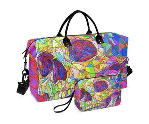 Sac de voyage coloré mystérieux squelettes cassés grand sac de sport sac de sport avec trousse de toilette pour voyage en avion 2 pièces ensemble bulto para viajar