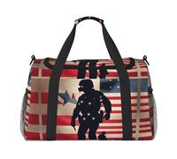 Sac de voyage commémoratif patriotique des soldats militaires américains, sacs de week-end pour femmes et hommes pour les aventures en plein air, idéal pour le camping et la randonnée, Noir , Taille
