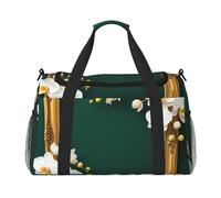 Sac de voyage compact avec cadre doré et orchidées blanches résistant à l'eau pour le sport, la gym et le w nd pour homme et femme