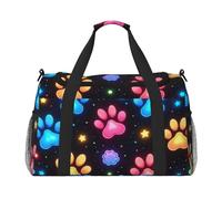 Sac de voyage compact résistant à l'eau avec empreintes de pattes fluo pour le sport, la gym et le week-end pour homme et femme