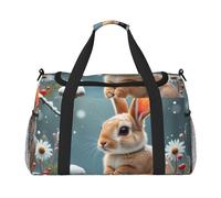 Sac de voyage compact résistant à l'eau Motif lapin enneigé Pour le sport, la gym et le w nd pour homme et femme