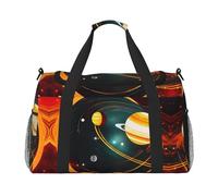 Sac de voyage de grande capacité avec impression du système solaire Jupiter Saturne - Utilisation quotidienne, noir, One Size