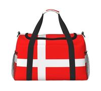 Sac de voyage de grande capacité avec imprimé drapeau danois du Danemark pour un usage quotidien, noir, One Size