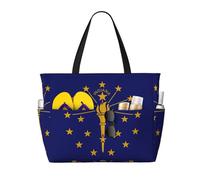 Sac de voyage de grande capacité avec imprimé drapeau de l'État de l'Indiana pour femme, sac fourre-tout de plage, sac de sport, pour voyage, gym, vacances