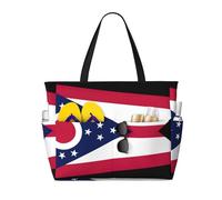 Sac de voyage de grande capacité avec imprimé drapeau de l'État de l'Ohio pour femme, sac fourre-tout de plage, sac de sport, pour voyage, gym, vacances