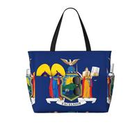Sac de voyage de grande capacité avec imprimé drapeau de l'État de New York pour femme, sac fourre-tout de plage, sac de sport, pour voyage, gym, vacances