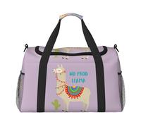 Sac de voyage de grande capacité avec imprimé lama et cactus - Utilisation quotidienne - Sac de voyage élégant et fonctionnel, noir, One Size
