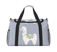 Sac de voyage de grande capacité avec imprimé lama pour usage quotidien, noir, One Size