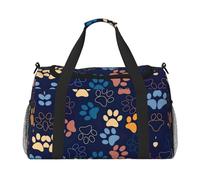 Sac de voyage de grande capacité avec imprimé patte de chien mignon pour un usage quotidien, noir, One Size