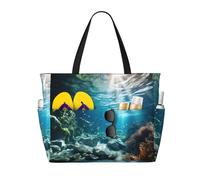 Sac de voyage de grande capacité avec imprimé paysage sous-marin tranquille pour femme, sac fourre-tout de plage, sac de sport, pour voyage, salle de sport, vacances