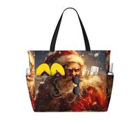 Sac de voyage de grande capacité avec imprimé Père Noël pour femme, sac fourre-tout de plage, sac de sport, pour voyage, gym, vacances