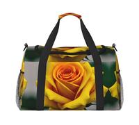 Sac de voyage de grande capacité avec imprimé rose jaune, sac de week-end élégant pour activités de plein air, noir, taille unique