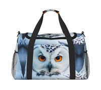 Sac de voyage de grande capacité avec imprimé yeux de hibou enneigé, sac de voyage élégant et fonctionnel, noir, One Size