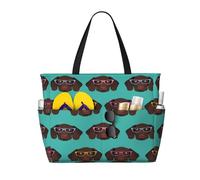 Sac de voyage de grande capacité de 30 L, pointeur allemand à poils courts dans des lunettes, sac de voyage, sac de voyage, sac fourre-tout pour homme et femme, Noir , Large Capacity Beach Travel Bag,
