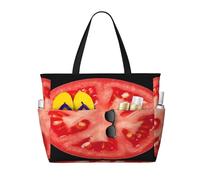 Sac de voyage de grande capacité de 30 L, tranche de tomate, sac de voyage, sac fourre-tout pour homme et femme, Noir , Large Capacity Beach Travel Bag, Sac à vêtements de voyage