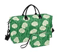 Sac de voyage de nuit, sac de voyage, sac de sport, sac de sport avec sangle réglable pour les voyages d'affaires, étanche, Carnation Lace Grass Green