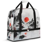 Sac de voyage de peinture japonaise pour homme et femme, sac de week-end, sac fourre-tout pliable et séparé, 47 l pour le sport, la gym, le yoga, couleur, 47 L, Organiseur de sac