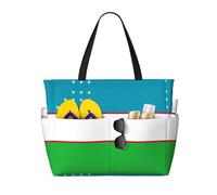 Sac de voyage de plage avec drapeau de la République d'Ouzbékistan - Grande capacité - Idéal pour les vacances, sacs en toile réutilisables pour le camping, les courses, les déménagements