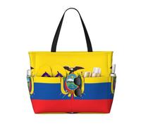 Sac de voyage de plage avec drapeau de l'Équateur - Grande capacité - Idéal pour les vacances, sacs réutilisables en toile pour le camping, les courses, les déménagements