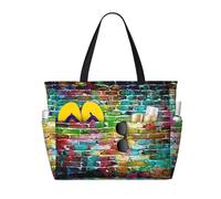 Sac de voyage de plage de grande capacité 30 L, graffiti, brique colorée, sac de voyage, sac fourre-tout pour homme et femme, Noir , Large Capacity Beach Travel Bag, Sac à vêtements de voyage