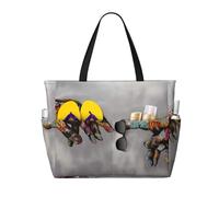 Sac de voyage de plage de grande capacité 30 L, graffiti, sac de voyage, sac fourre-tout pour homme et femme, Noir , Large Capacity Beach Travel Bag, Sac à vêtements de voyage