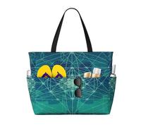 Sac de voyage de plage de grande capacité 30 L, motif arbre de vie futuriste, icône avec espace à main, sac de voyage, sac fourre-tout pour homme et femme, Noir , Large Capacity Beach Travel Bag, Sac