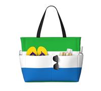 Sac de voyage de plage de grande capacité avec drapeau de la Sierra Leone - Idéal pour les vacances, sacs en toile réutilisables pour le camping, les courses, les déménagements