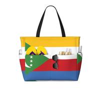 Sac de voyage de plage de grande capacité avec imprimé cerises chiliennes - Léger, réutilisable, parfait pour les vacances, le camping et un usage quotidien, Drapeau des Comores, One Size