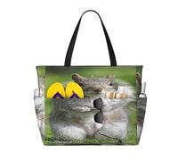 Sac de voyage de plage de grande capacité de 30 L, sac fourre-tout pour homme et femme Motif écureuil rouge, Noir , Large Capacity Beach Travel Bag, Sac à vêtements de voyage