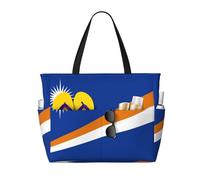 Sac de voyage de plage de grande capacité, motif drapeau des îles Marshall, idéal pour les vacances, sacs en toile réutilisables pour le camping, les courses, les déménagements