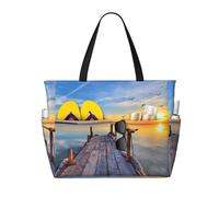 Sac de voyage de plage grande capacité 30 L - Coucher de soleil - Main de mer - Sac de voyage - Sac fourre-tout pour homme et femme, Noir , Large Capacity Beach Travel Bag, Sac à vêtements de voyage