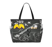Sac de voyage de plage grande capacité 30 L Love Rock Hand Sac de voyage Sac de voyage Sac fourre-tout pour homme et femme, Noir , Large Capacity Beach Travel Bag, Sac à vêtements de voyage
