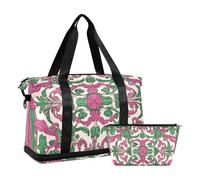 Sac de voyage de style Moyen-Orient avec sangle réglable pour entraînement pliable Motif floral et vert, Flore et vert de style moyen-oriental, 1 size
