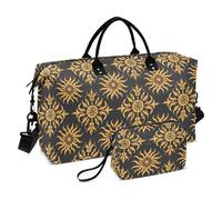 Sac de voyage décoratif motif géométrique soleil doré noir sac de sport avec trousse de toilette pour le sport grande capacité bolso de para Mujer Avion