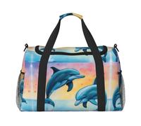 Sac de voyage Dolphins In Love, sac de week-end pour femmes et hommes pour les aventures en plein air, idéal pour le camping et la randonnée, Noir/blanc, One Size