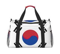 Sac de voyage drapeau de la République de Corée, sacs de week-end pour femmes et hommes pour les aventures en plein air, idéal pour le camping et la randonnée, Noir/blanc, One Size