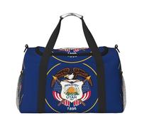 Sac de voyage drapeau de l'Utah, sacs de week-end pour femmes et hommes pour les aventures en plein air, idéal pour le camping et la randonnée, noir, One Size