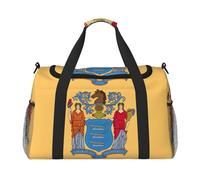Sac de voyage drapeau du New Jersey avec fermetures éclair et poignées, grand sac de sport pliable pour vacances en famille, Noir , Taille unique