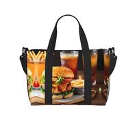 Sac de voyage Duffle Bag Weekender Carry On Tote Bag Sport Gym Bag pour Femmes Hommes Poulet Jambe Burger Boire Imprimer