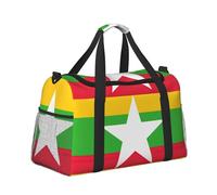 Sac de voyage élégant avec fermeture éclair imperméable Motif drapeau de la Birmanie