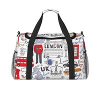 Sac de voyage élégant avec fermeture éclair imperméable pour avion et gym Motif I Love London