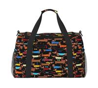Sac de voyage élégant avec fermeture éclair imperméable pour avion et gym Motif teckels I Love My Dog