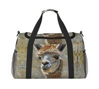 Sac de voyage en alpaga lama avec fermetures éclair et poignées, grand sac de sport pliable pour vacances en famille, Noir , Taille unique
