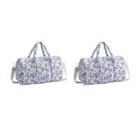 Sac de voyage en coton matelassé à motif floral de grande capacité avec sac à fermeture éclair pour maman, papa, femme, fille, 2 pièces., 480.00x260.00x220.00mm/18.9x10.24x8.66inch, Carré horizontal