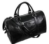 Sac de Voyage en Cuir fabriqué à la Main en Italie - Sac de Week-End pour Femmes - Raffiné & élégant - Time Resistance (Noir)