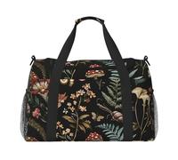 Sac de voyage en forme de champignon forestier avec fleurs florales, sac de gym pour homme et femme, bagage à main léger pour entraînement et vacances