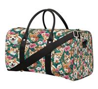 Sac de voyage en forme de chien Corgi à fleurs mignonnes pour femmes, hommes, filles, garçons, week-end, sac fourre-tout de 22,7 L, sac fourre-tout pour le sport, la gym, le yoga, couleur, 22.7L,