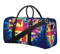 Sac de voyage en forme de cœur avec drapeau du Royaume-Uni pour femmes, hommes, filles, garçons, week-end, sac fourre-tout de 22,7 L, sac fourre-tout pour le sport, la gym, le yoga, couleur, 22.7L,