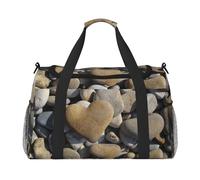 Sac de voyage en forme de cœur avec impression de pierres, idéal pour les voyages longue distance et un usage quotidien, Noir , Taille unique